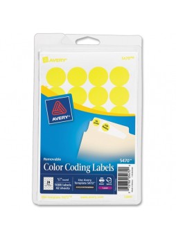 Rpund label, 0.75" Diameter - 24/Sheet - Circle - Laser - Neon Yellow - 1008 / Pack - ave05470